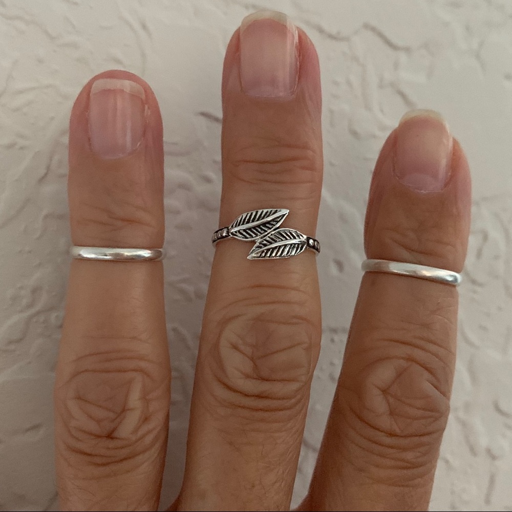 Silver Double Leaves Toe Ring, Tree Ring - image 5